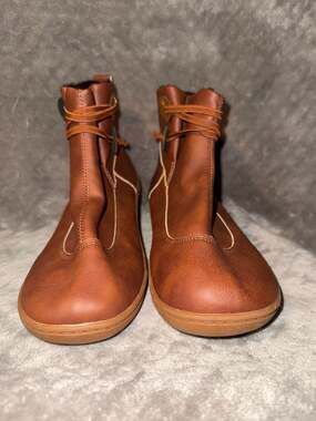 Unbranded Brown Faux Leather Ankle Boots with Wrap Laces